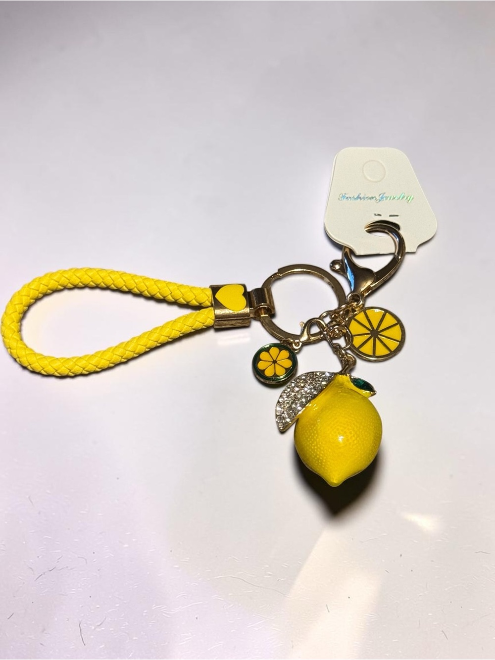 Yellow Lemon Charm Keychain Wristlet - NWT
